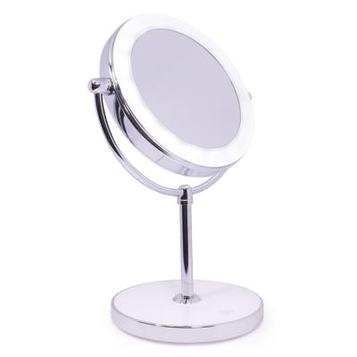 China Double Sided Adjustable Lighted Touch Screen Control LED Vanity Lighted Makeup Mirror 1x 10x Magnification Magnification Mirror for sale