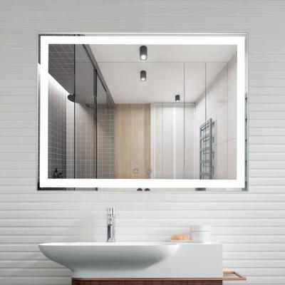 China Square Rectangle Led Lighted Magnifying Bathroom Wall Mounted Vanity Mirror With Fog Light Function for sale