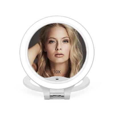 China LED lighted automatic makeup mirror great for your home, office or travel. 10X magnifying reflect portable and travel-friendly for sale