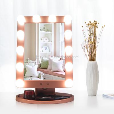 China 12 Pcs Led Bulb Vanity Mirror Wholesale Hot Sale Hollywood Makeup Dressing Table Mirror With 12Pcs Lamps for sale