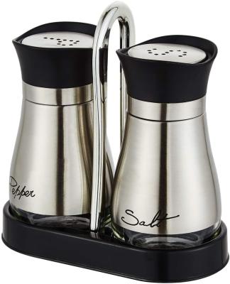 China Europe Salt and Pepper Shakers Set, Stainless Steel with Glass Bottle for Table, RV, Camp, BBQ, Set of 2 for sale