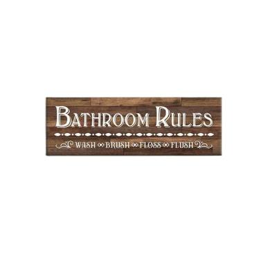 China Europe Vintage Bath Plaque Wall Art | Rustic Bathroom Rules Prints Signs Bathroom Laundry Room Decor (5by 16 inches, Bathroom Rules) for sale