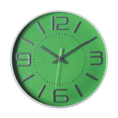 China American Style Decor Silent Wall Clock 12 Inch 3D Numbers Round Arabic Red Dial Non-ticking Decorative Wall Clock Battery Operated Easy To R for sale