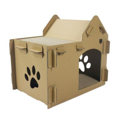 China Breathable Eco Friendly For Pet Cat Play Corrugated Paper Cat House Cardboard Cat House for sale