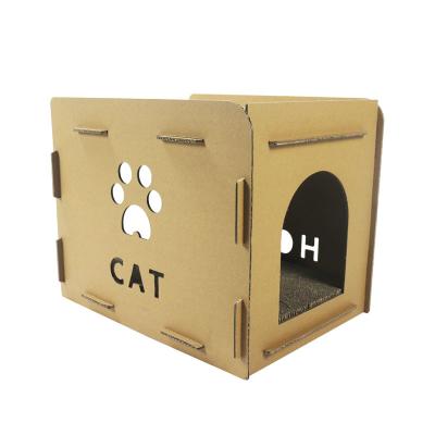 China Breathable For Pet Cat Play Kraft Paper Corrugated Paper Cat House for sale