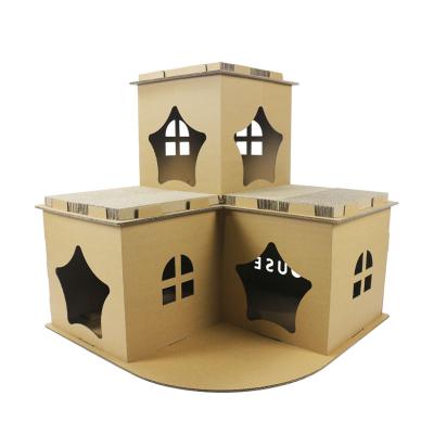 China Breathable Large Double Cube Design Cat House Pet Cat Play Paper Room for sale