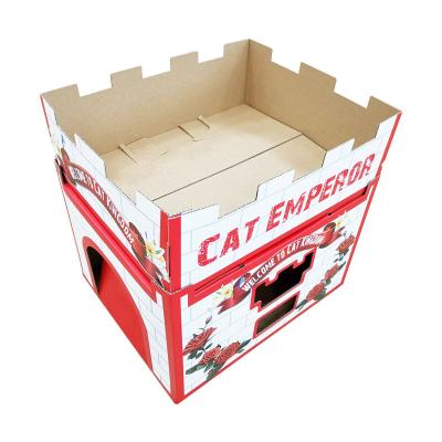 China Custom Manufacturers Breathable Paper Cat House Corrugated Cardboard Cat House Support for sale