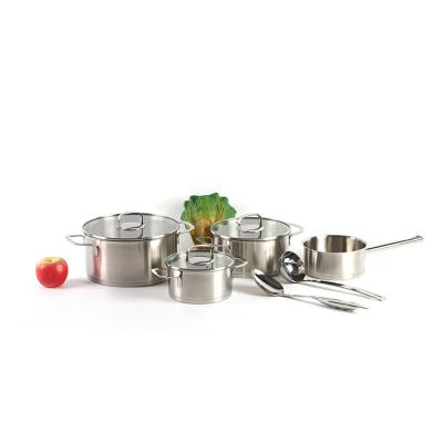 China Sustainable Kitchen Cooking Set Stainless Steel Pot Set Cooking Pot Set Waterless Stainless Steel for sale