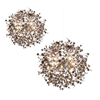 China Modern Unique Decorative Art Stainless Steel Pendant Lamp Ball Ceiling Lamp For Cafe Chandelier For Boy Room Silver Led Lamp for sale