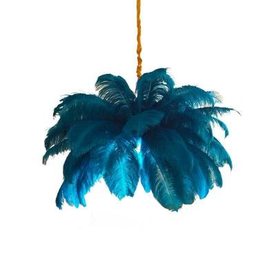 China Easy Installation Feather Pendant Lamp to Wedding Room Web Celebrity Chandelier Rose Creative Ceiling Lamp for Princess Room for sale