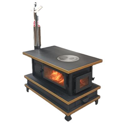 China Modern Steel Wood Burning Stove With High Temperature Resistant Glass And Oven For Cooking And Heating In Hotel Or Room for sale