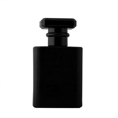 China Cosmetic Transparent Rectangular Perfume 30ml Atomizer 50ml Perfume Spray Glass Matte Black Bottle Glass for sale