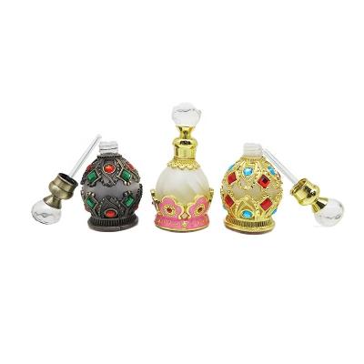 China 15ml Pussy Dubai Style Essential Oil Glass Bottle Cosmetic Popular Custom Middle Eastern Glass Essence Bottle With Glass Stem for sale