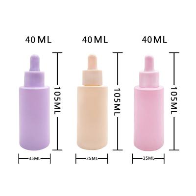 China New 30ml Dropper Bottle Essential Oil Dropper Bottle Cosmetic Frosted Pink Glass Black Packaging Frosted Bottle Glass for sale