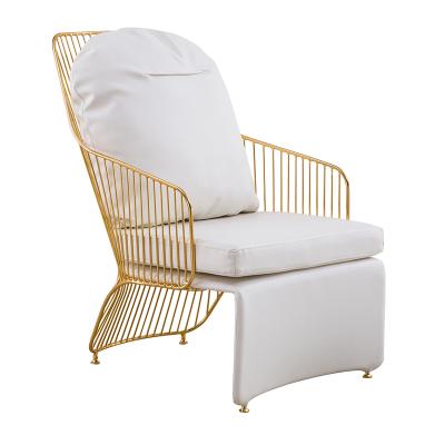 China Plating High Back Lounge Stainless Steel Lounge Chair With Stool for sale