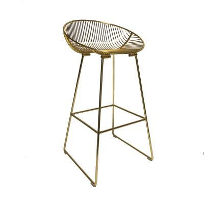 China Modern Antique Golden Metal Wire Bar Stool Chair With Upholstered Pad Seater for sale