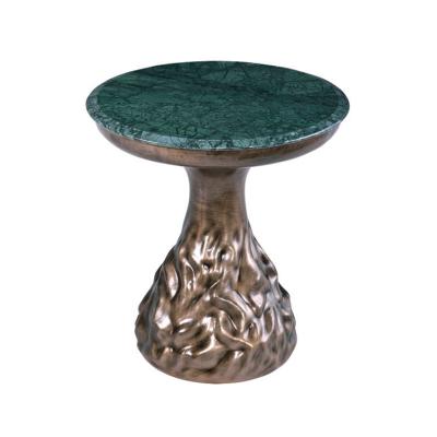 China New Design Mid Century Coffee Table Hotel Bedroom Furniture Stone Unique Natural Top Aluminum Base Side Table for sale