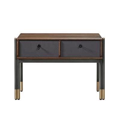 China (Other) Nightstand Storage Cabinet Hotel Room Bedside Table Corner Table Adjustable Wooden Saddle Leather for sale