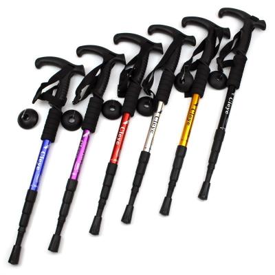 China Supports Amazon Selling Outdoor Camping Equipment Travel Hiking Climbing Stick Four Section Crutch Walking Stick Heads for sale