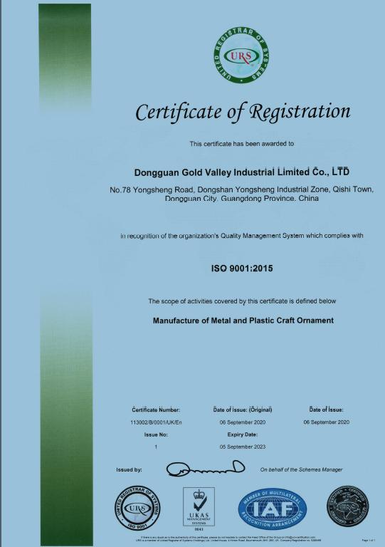 ISO9001 - Gold Valley Industrial Limited