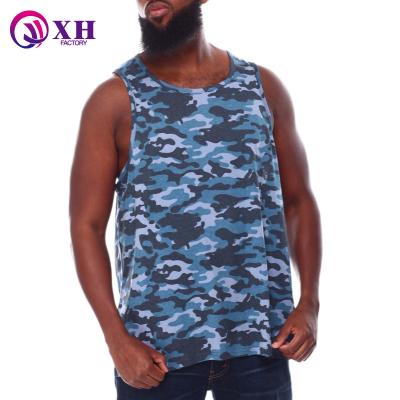 China Custom High Quality Breathable Camouflage Print Mens Life Running Basketball Viable Logo Gym Tank Top Plus Size Man Vest for sale