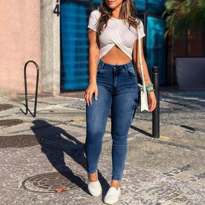 China QUICK DRY High Waist Hip Lifting Moq Basic Casual High Stretch Bottom Pencil Women Skinny Casual Jeans 2022 for sale