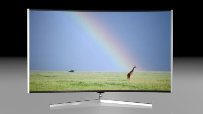 China Ce-de muur van het Metaalkabinet 4K zet gebogen TV Slimme UHD met aangemaakt glas op Te koop