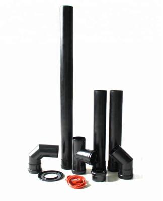 China Pellet Stove Chimney Flue Pipe One Set Standard 80 Mm Diameter Black Painting for sale