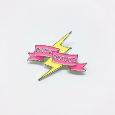 China Europe Pin Maker Girl Power Custom Soft Enamel Pin Custom Metal 3D Engraved Metal High Polished Pin Badges for sale