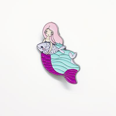 China Custom Enamel Reverse Europe Pin The Beautiful Mermaid Lapel Pin Badge with Paper Map for sale