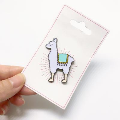 China Cute Europe Llama Soft Enamel Pin 3D Engraved Black Nickel High Polished Custom Enamel Lapel Pin for sale