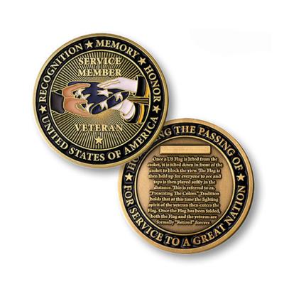 China Zinc Alloy 3d Africa Engraved Custom Service Member Honor Memorial Recognition USA Military Coin for sale