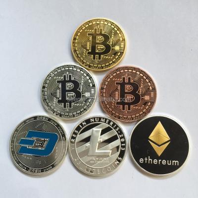 China Europe metal engraved gold silver copper plated custom coins bitcoin ethereum cryptocurrency coins souvenir coins for sale