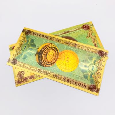 China Waterproof Europe Coin Gold Foil Silver Banknote 24K Gold Bit Design The BTC Coin Dollar Bills for sale