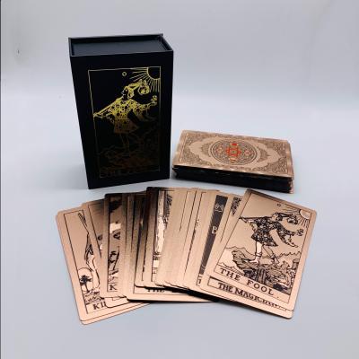 China New Design Wholesale Plastic Rose Gold Glossy Printed Tarot Cards Deck With Guidebook In Delicate Box for sale