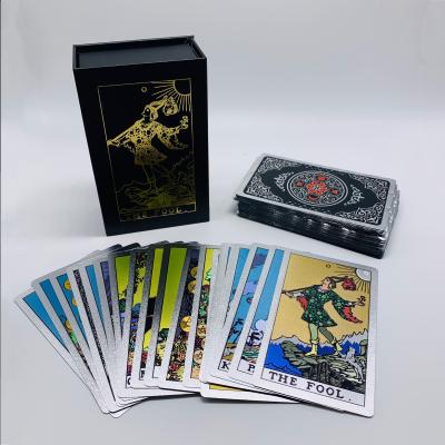 China Silver Foil Tarot Card Board Game Plastic Waterproof Bundle Cards With Guidebook And Delicate Box for sale