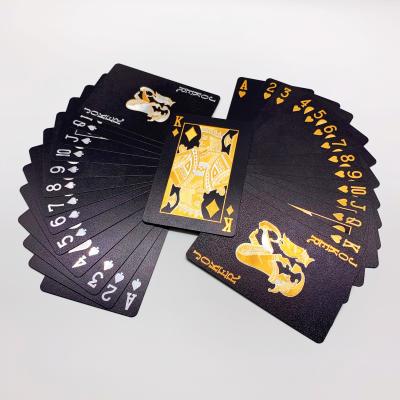 China New Design Black Gold Plastic Luxury Poker Cards Durable Waterproof PVC Poker Playing Cards Package Promotional Gift for sale