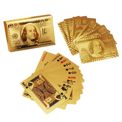 China Promotional Gold Playing Cards Plastic Waterproof OEM Customize Foil Gold Plated Playing Cards for sale