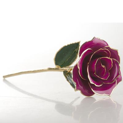 China Luxury handmade luxury real 24k gold plated natural rose flower with acrylic base and gift box for sale