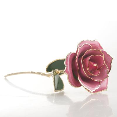 China Rose Wholesale Real Natural Preserved natural Rose Gold Flower Dipped in real 24k gold Rose Gifts Preserved rose stem for sale