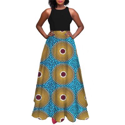 China Breathable African Ankara Print Loose Women Maxi Dress Personalized Dresses Designer Leisure Dresses Casual Sleeveless Women Clothes for sale