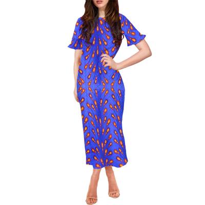 China Beach Maxi Dresses Flare Sleeve Summer Elegant Casual Dresses Women African Ankara Anti-wrinkle Sheath Leisure Dresses for sale