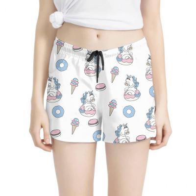 China Anti-Wrinkle Abbreviation Cartoon Children's Quick Dry Pink Unicorn Pattern Good Quality Mesh Women Wholesale Shorts Swimwear for sale