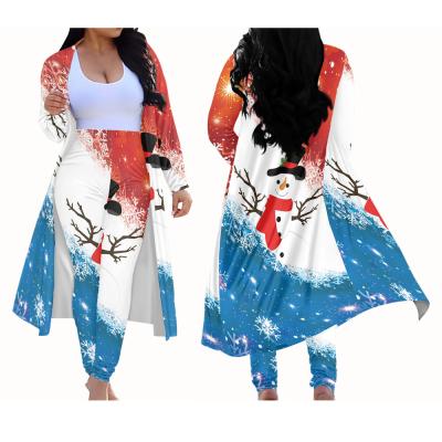 China Factory Wholesale Polynesian Tribal Floral Print Tattoos Size 2 Pcs Breathable Women Plus Casual Long Sleeve Cardigan And Leggings for sale