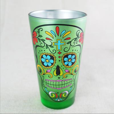 China Drinking Water Beverage Wine Beer Color Pint Glass With Custom Logo Luster Drinking Glass Aluminum Plated for sale