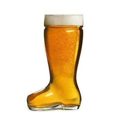 China 1L Eco-Friendly Giant Oversized Boot Shape Oktoberfest Beer Glass Mug With Drinking Cup High Quality German Stoneware Mug for sale