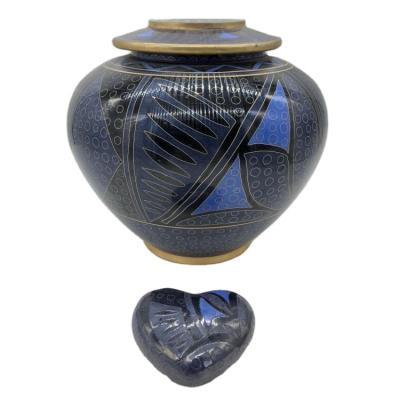 China Anasazi American Blue Heart Triangle Style Cloisonne Urns for sale