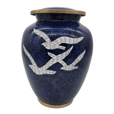 China American style dark blue retractable Cloisonne home urns for sale