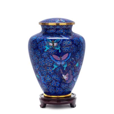 China New Style Butterfly American Human Cremation Urns Cloisonne Urns for sale