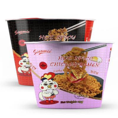 China OEM 2X Bowl Hot Spicy Instant Ramen Noodles Factory Low-sodium SINOMIE Cicken Korean Hot Noodles for sale